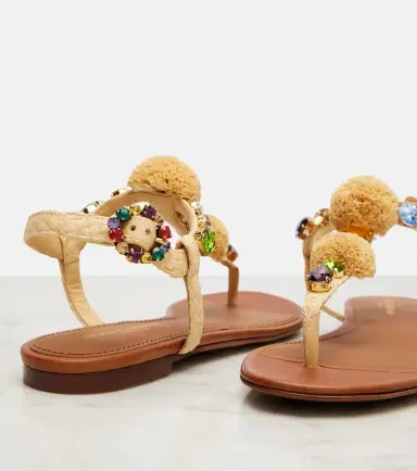 Dolce & Gabbana Embellished raffia-effect thong sandals | Thumbnail 2 Dolce & Gabbana Embellished raffia-effect thong sandals | Thumbnail 2