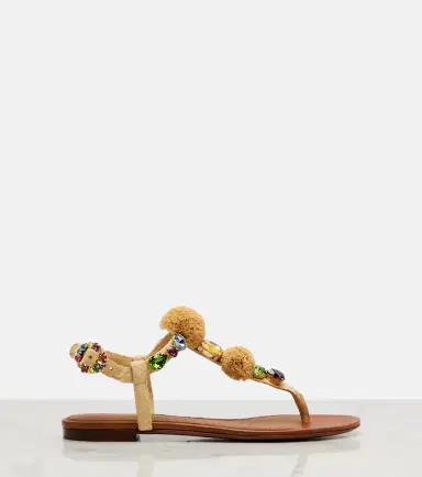 Dolce & Gabbana Embellished raffia-effect thong sandals | Thumbnail 3 Dolce & Gabbana Embellished raffia-effect thong sandals | Thumbnail 3
