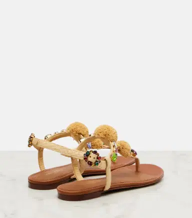 Dolce & Gabbana Embellished raffia-effect thong sandals | Thumbnail 4 Dolce & Gabbana Embellished raffia-effect thong sandals | Thumbnail 4