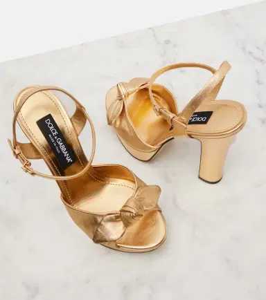 Dolce & Gabbana Metallic leather platform sandal | Thumbnail 4 Dolce & Gabbana Metallic leather platform sandal | Thumbnail 4