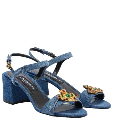 Dolce & Gabbana Embellished 60 denim sandals | Thumbnail 1 Dolce & Gabbana Embellished 60 denim sandals | Thumbnail 1