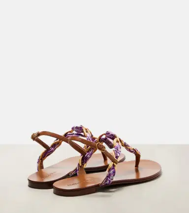 Dolce & Gabbana Majolica leather-trimmed satin thong sandals | Thumbnail 2 Dolce & Gabbana Majolica leather-trimmed satin thong sandals | Thumbnail 2