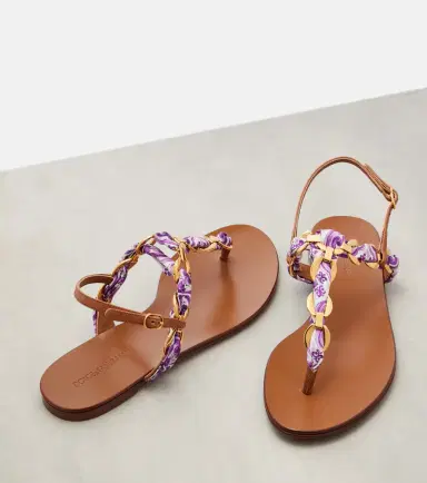 Dolce & Gabbana Majolica leather-trimmed satin thong sandals | Thumbnail 3 Dolce & Gabbana Majolica leather-trimmed satin thong sandals | Thumbnail 3