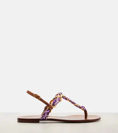 Dolce & Gabbana Majolica leather-trimmed satin thong sandals | Thumbnail 4 Dolce & Gabbana Majolica leather-trimmed satin thong sandals | Thumbnail 4