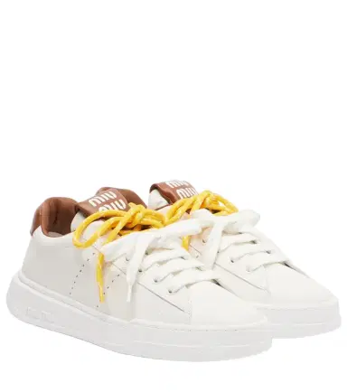 Miu Miu Logo leather sneakers | Thumbnail 1 Miu Miu Logo leather sneakers | Thumbnail 1