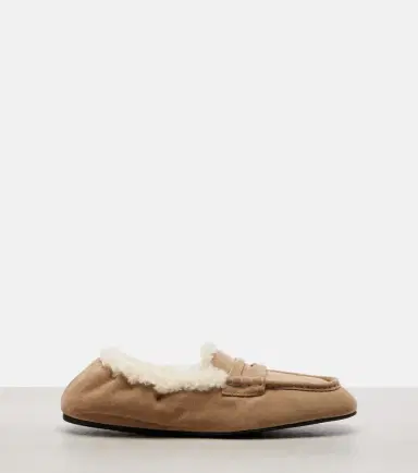 Miu Miu Shearling-lined suede penny loafers | Thumbnail 4 Miu Miu Shearling-lined suede penny loafers | Thumbnail 4