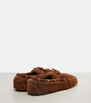 Miu Miu Suede-trimmed shearling boat shoes | Thumbnail 2 Miu Miu Suede-trimmed shearling boat shoes | Thumbnail 2