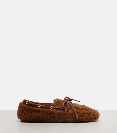 Miu Miu Suede-trimmed shearling boat shoes | Thumbnail 4 Miu Miu Suede-trimmed shearling boat shoes | Thumbnail 4