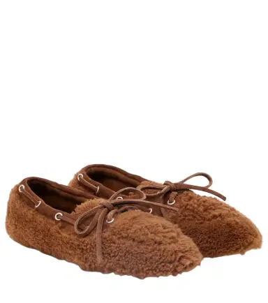 Miu Miu Suede-trimmed shearling boat shoes | Thumbnail 1 Miu Miu Suede-trimmed shearling boat shoes | Thumbnail 1