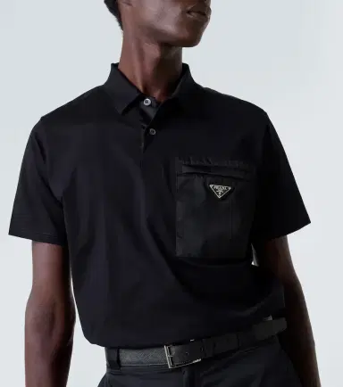 Prada Re-Nylon cotton-blend polo shirt | Thumbnail 2 Prada Re-Nylon cotton-blend polo shirt | Thumbnail 2