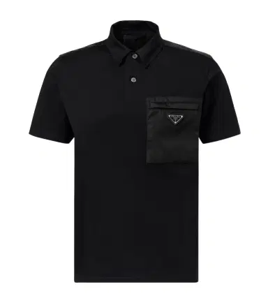 Prada Re-Nylon cotton-blend polo shirt | Thumbnail 1 Prada Re-Nylon cotton-blend polo shirt | Thumbnail 1