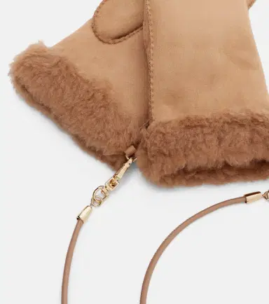 Max Mara Sand shearling-lined mittens | Thumbnail 2 Max Mara Sand shearling-lined mittens | Thumbnail 2