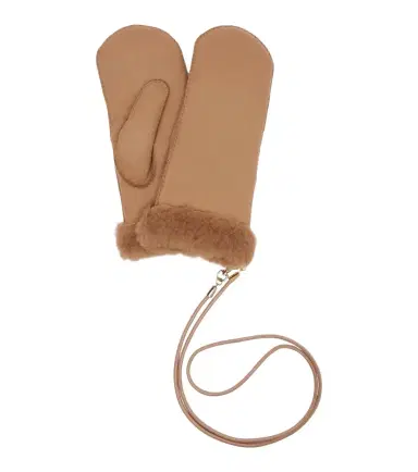 Max Mara Sand shearling-lined mittens | Thumbnail 1 Max Mara Sand shearling-lined mittens | Thumbnail 1