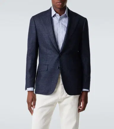 Thom Sweeney Checked wool and silk blazer | Thumbnail 4 Thom Sweeney Checked wool and silk blazer | Thumbnail 4