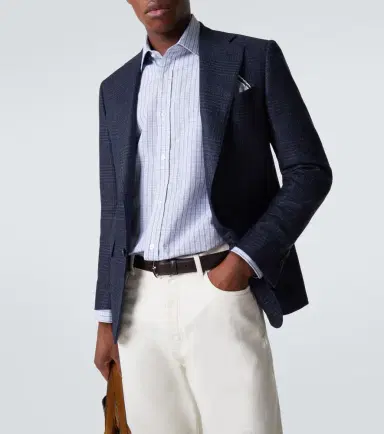 Thom Sweeney Checked wool and silk blazer | Thumbnail 6 Thom Sweeney Checked wool and silk blazer | Thumbnail 6