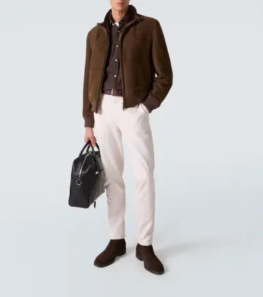 Thom Sweeney Shearling-lined suede bomber jacket | Thumbnail 2 Thom Sweeney Shearling-lined suede bomber jacket | Thumbnail 2