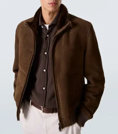Thom Sweeney Shearling-lined suede bomber jacket | Thumbnail 5 Thom Sweeney Shearling-lined suede bomber jacket | Thumbnail 5