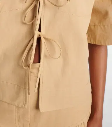 Ganni Bow-detail cotton and linen top | Thumbnail 3 Ganni Bow-detail cotton and linen top | Thumbnail 3