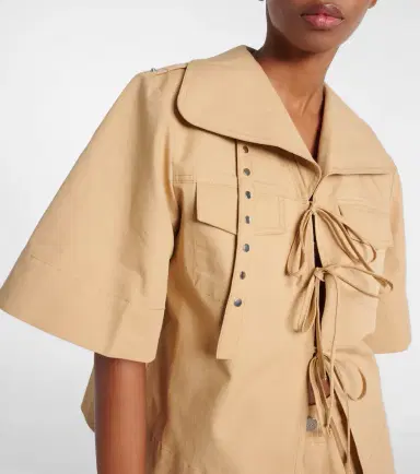 Ganni Bow-detail cotton and linen top | Thumbnail 4 Ganni Bow-detail cotton and linen top | Thumbnail 4