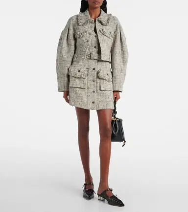 Ganni Belted tweed minidress | Thumbnail 2 Ganni Belted tweed minidress | Thumbnail 2