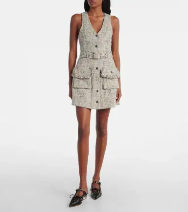 Ganni Belted tweed minidress | Thumbnail 5 Ganni Belted tweed minidress | Thumbnail 5