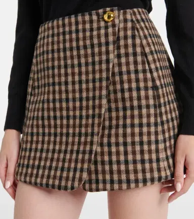 Ganni Checked wool wrap skirt | Thumbnail 4 Ganni Checked wool wrap skirt | Thumbnail 4