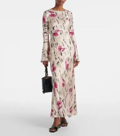 Ganni Floral open-back satin maxi dress | Thumbnail 2 Ganni Floral open-back satin maxi dress | Thumbnail 2