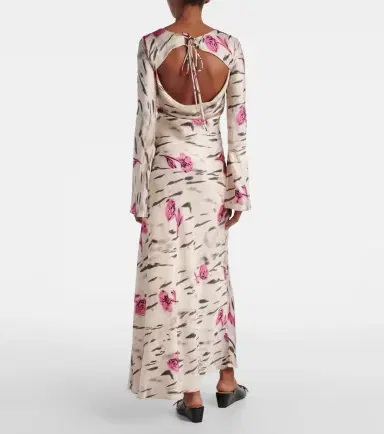 Ganni Floral open-back satin maxi dress | Thumbnail 4 Ganni Floral open-back satin maxi dress | Thumbnail 4