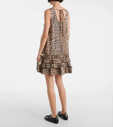 Ganni Leopard-print ruffled cotton poplin minidress | Thumbnail 2 Ganni Leopard-print ruffled cotton poplin minidress | Thumbnail 2