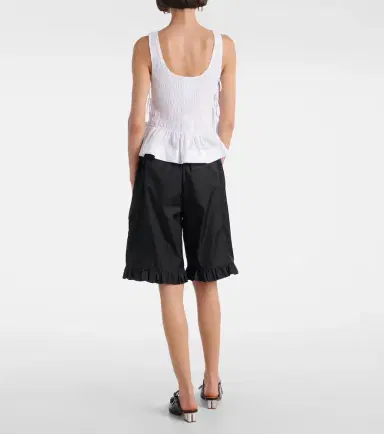 Ganni Shirred cotton top | Thumbnail 3 Ganni Shirred cotton top | Thumbnail 3