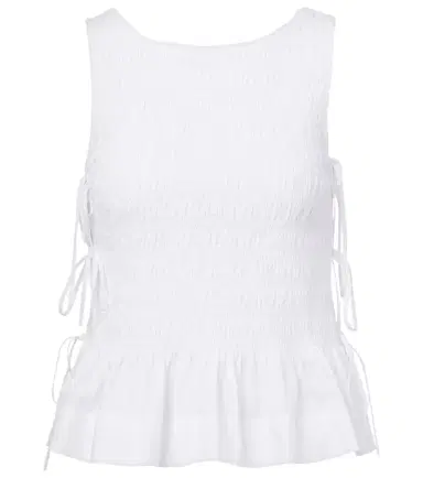 Ganni Shirred cotton top | Thumbnail 1 Ganni Shirred cotton top | Thumbnail 1