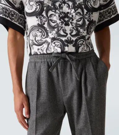 Dolce & Gabbana Herringbone wool-blend wide-leg pants | Thumbnail 6 Dolce & Gabbana Herringbone wool-blend wide-leg pants | Thumbnail 6