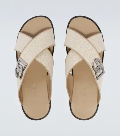 Dolce & Gabbana DG leather-trimmed canvas slides | Thumbnail 4 Dolce & Gabbana DG leather-trimmed canvas slides | Thumbnail 4