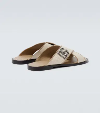 Dolce & Gabbana DG leather-trimmed canvas slides | Thumbnail 6 Dolce & Gabbana DG leather-trimmed canvas slides | Thumbnail 6