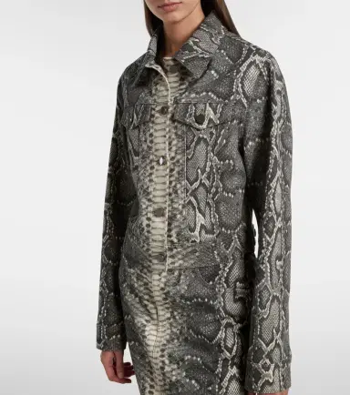 Gabriela Hearst Bronte snake-print cropped denim jacket | Thumbnail 3 Gabriela Hearst Bronte snake-print cropped denim jacket | Thumbnail 3