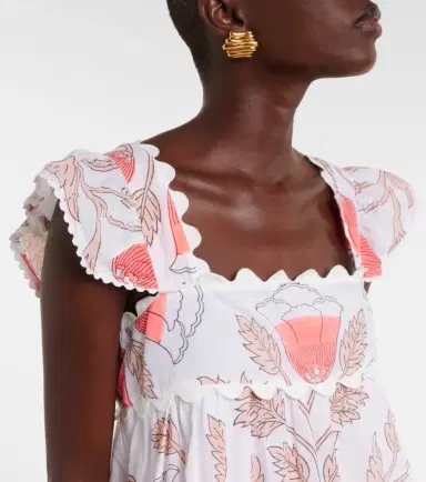 JULIET DUNN Printed scalloped cotton top | Thumbnail 3 JULIET DUNN Printed scalloped cotton top | Thumbnail 3