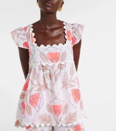 JULIET DUNN Printed scalloped cotton top | Thumbnail 5 JULIET DUNN Printed scalloped cotton top | Thumbnail 5
