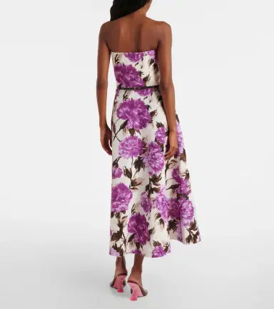 Max Mara Floral cotton-blend faillé midi dress | Thumbnail 3 Max Mara Floral cotton-blend faillé midi dress | Thumbnail 3