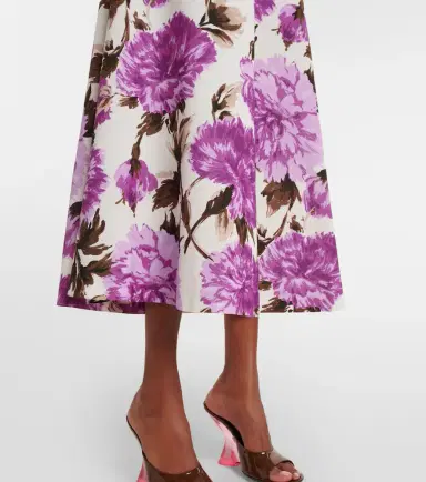 Max Mara Floral cotton-blend faillé midi dress | Thumbnail 5 Max Mara Floral cotton-blend faillé midi dress | Thumbnail 5