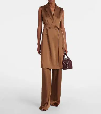 Max Mara Afgano belted satin jacket | Thumbnail 5 Max Mara Afgano belted satin jacket | Thumbnail 5