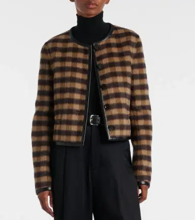 Proenza Schouler Checked leather-trimmed wool-blend jacket | Thumbnail 3 Proenza Schouler Checked leather-trimmed wool-blend jacket | Thumbnail 3
