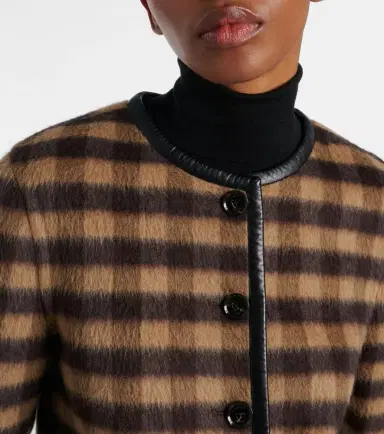 Proenza Schouler Checked leather-trimmed wool-blend jacket | Thumbnail 4 Proenza Schouler Checked leather-trimmed wool-blend jacket | Thumbnail 4
