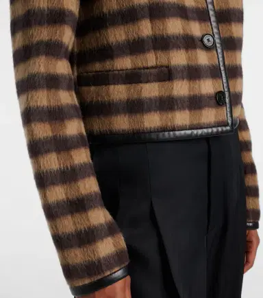 Proenza Schouler Checked leather-trimmed wool-blend jacket | Thumbnail 6 Proenza Schouler Checked leather-trimmed wool-blend jacket | Thumbnail 6