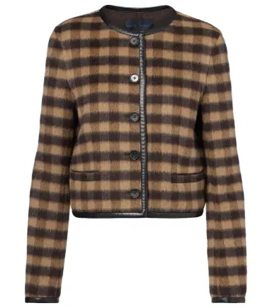 Proenza Schouler Checked leather-trimmed wool-blend jacket | Thumbnail 1 Proenza Schouler Checked leather-trimmed wool-blend jacket | Thumbnail 1