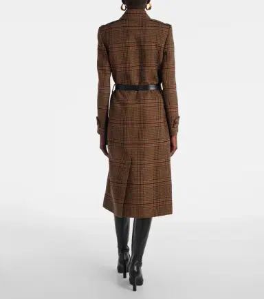 Saint Laurent Belted Prince of Wales wool coat | Thumbnail 2 Saint Laurent Belted Prince of Wales wool coat | Thumbnail 2