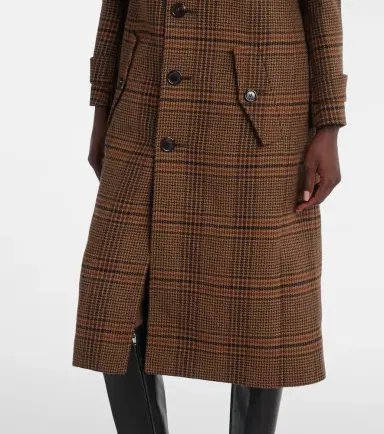 Saint Laurent Belted Prince of Wales wool coat | Thumbnail 6 Saint Laurent Belted Prince of Wales wool coat | Thumbnail 6