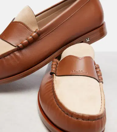 Max Mara Logo leather and suede mocassins | Thumbnail 4 Max Mara Logo leather and suede mocassins | Thumbnail 4