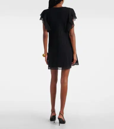 Saint Laurent Floral-appliqué embroidered minidress | Thumbnail 5 Saint Laurent Floral-appliqué embroidered minidress | Thumbnail 5