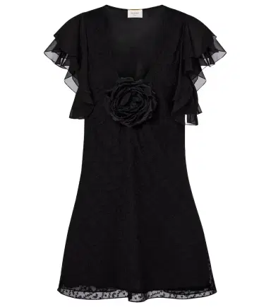 Saint Laurent Floral-appliqué embroidered minidress | Thumbnail 1 Saint Laurent Floral-appliqué embroidered minidress | Thumbnail 1