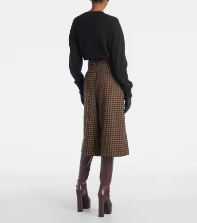 Saint Laurent Gingham mid-rise wool culottes | Thumbnail 4 Saint Laurent Gingham mid-rise wool culottes | Thumbnail 4
